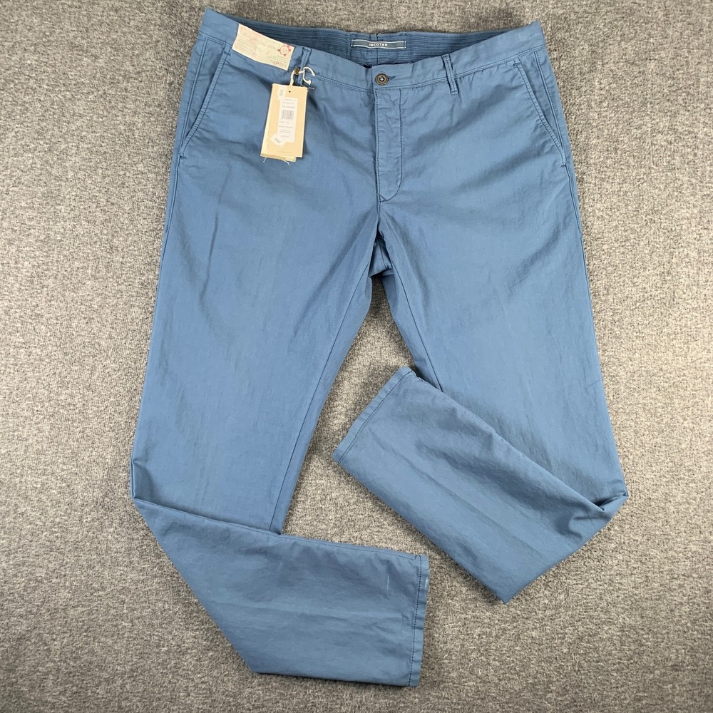 Incotex Pants Men 42x34 Blue Stretch Chino Trousers Slacks NEW - Picture 5 of 16